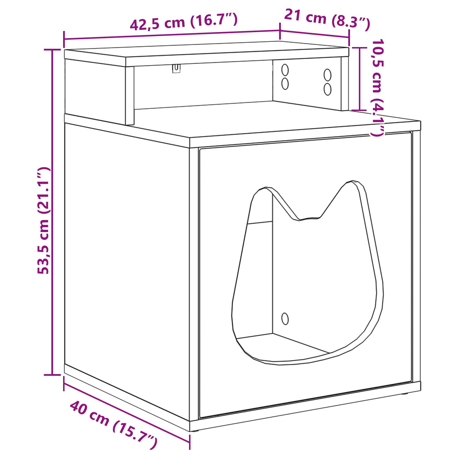 Kattenhuis Glanzend Wit 42,5 X 40 X 53,5 Cm Bewerkt Hout