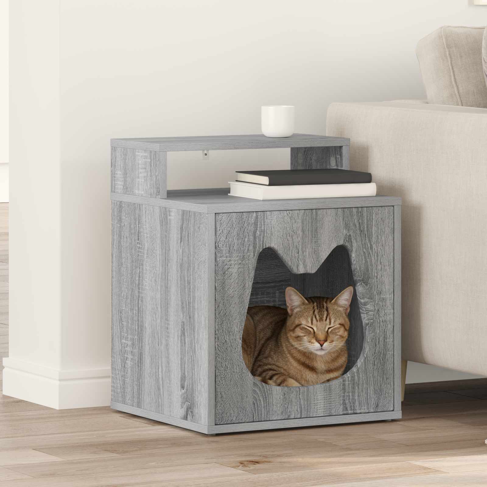 Kattenhuis Glanzend Wit 42,5 X 40 X 53,5 Cm Bewerkt Hout