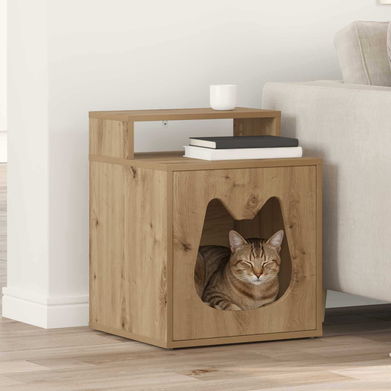 Kattenhuis Glanzend Wit 42,5 X 40 X 53,5 Cm Bewerkt Hout