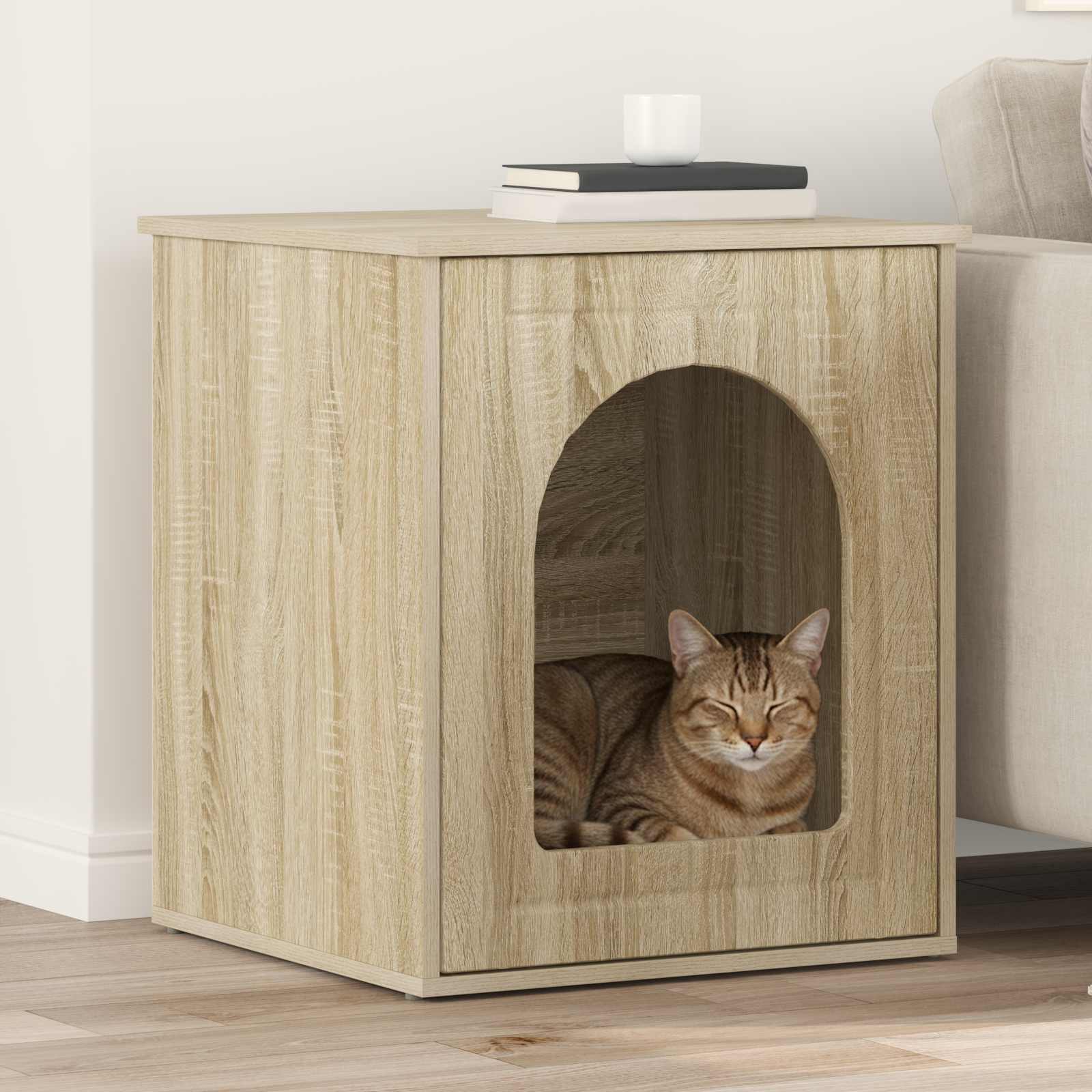 Kattenhuis Beton 53 X 52 X 62 Cm Bewerkt Hout