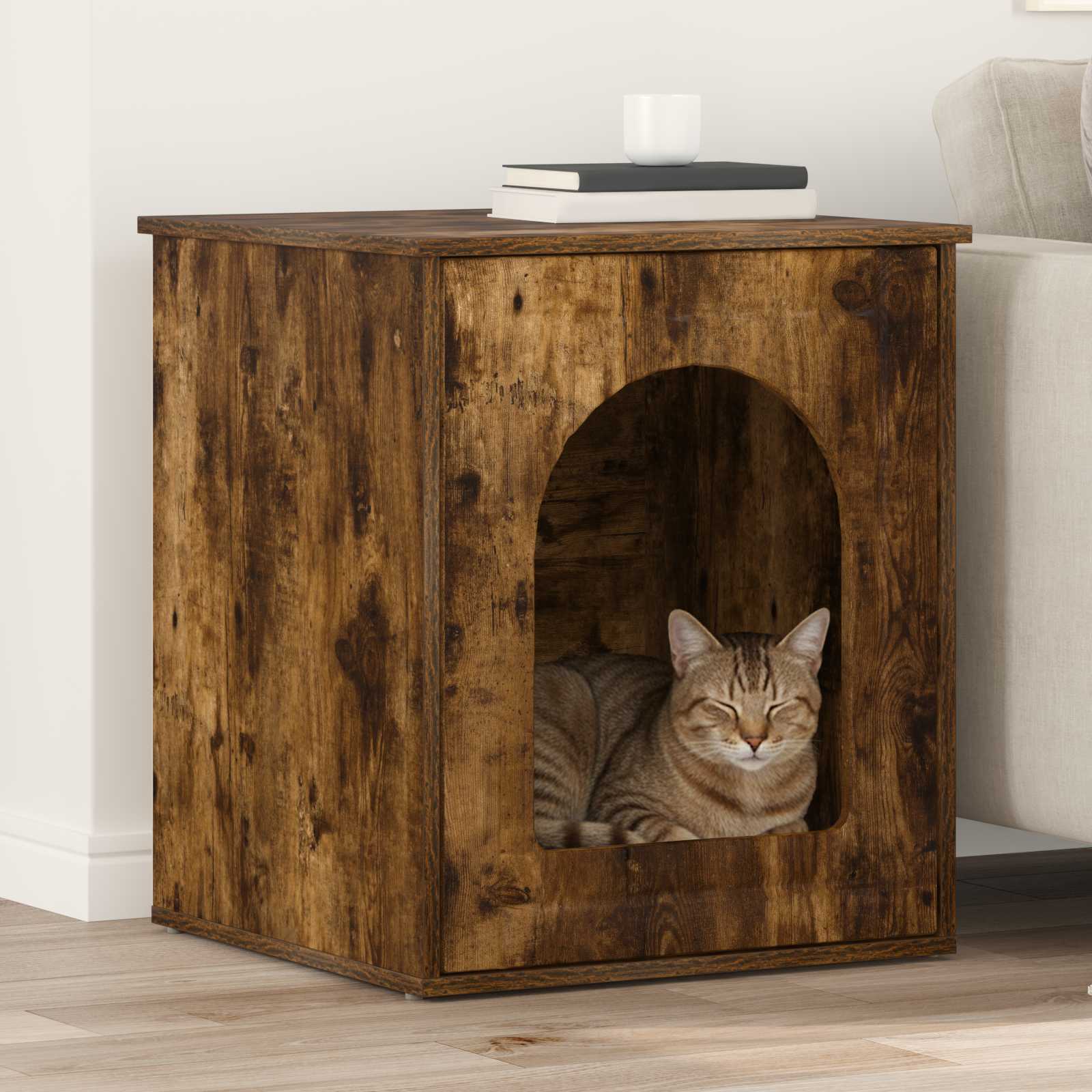 Kattenhuis Beton 53 X 52 X 62 Cm Bewerkt Hout