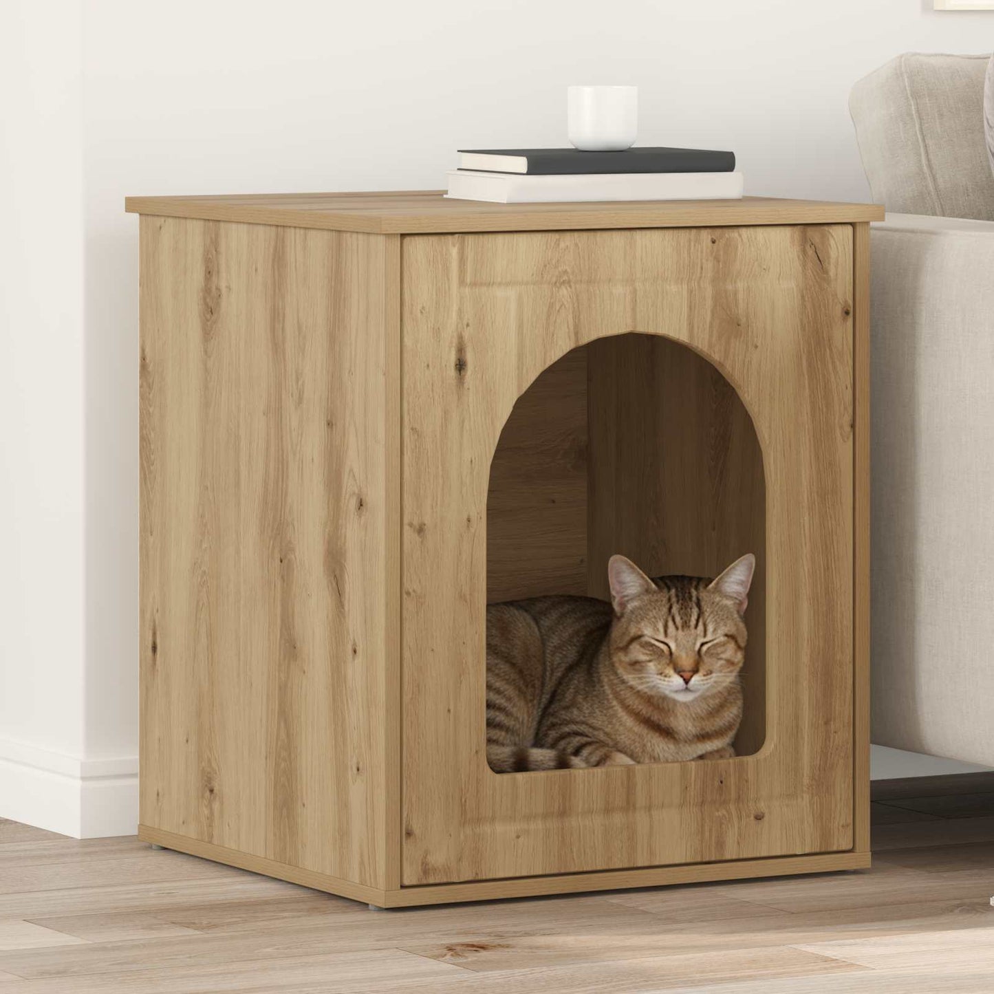 Kattenhuis Beton 53 X 52 X 62 Cm Bewerkt Hout