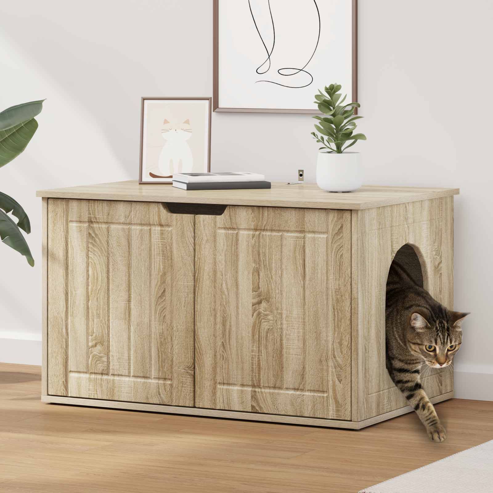 Kattenhuis Oudhout 85 X 55 X 50,5 Cm Bewerkt Hout