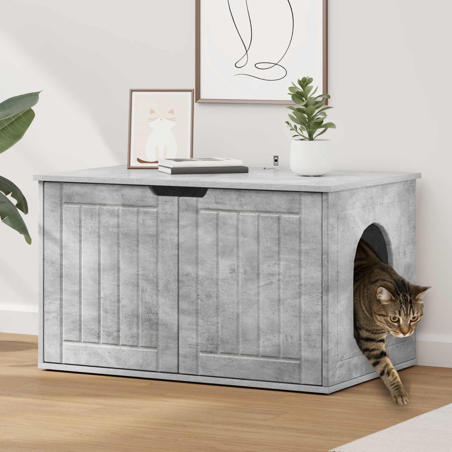 Kattenhuis Oudhout 85 X 55 X 50,5 Cm Bewerkt Hout