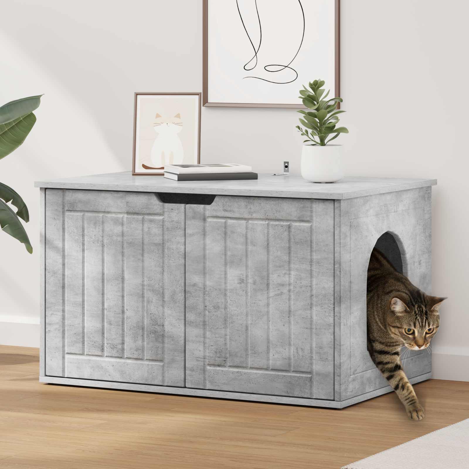 Kattenhuis Oudhout 85 X 55 X 50,5 Cm Bewerkt Hout