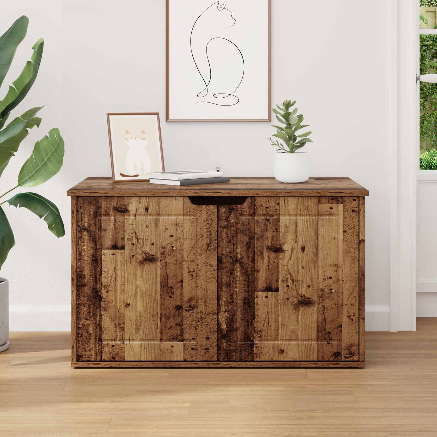 Kattenhuis Oudhout 85 X 55 X 50,5 Cm Bewerkt Hout