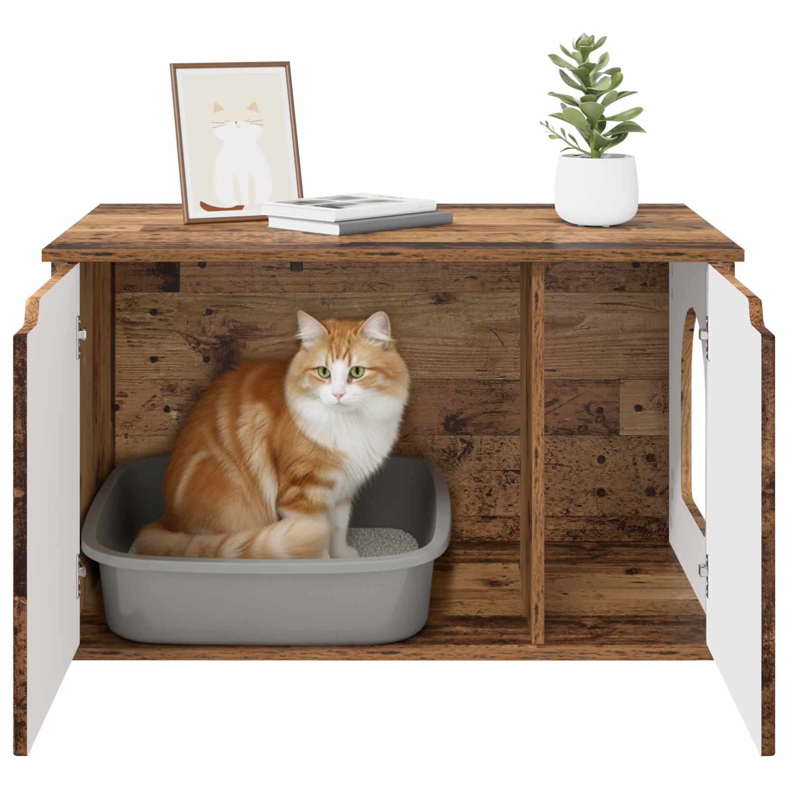 Kattenhuis Oudhout 85 X 55 X 50,5 Cm Bewerkt Hout