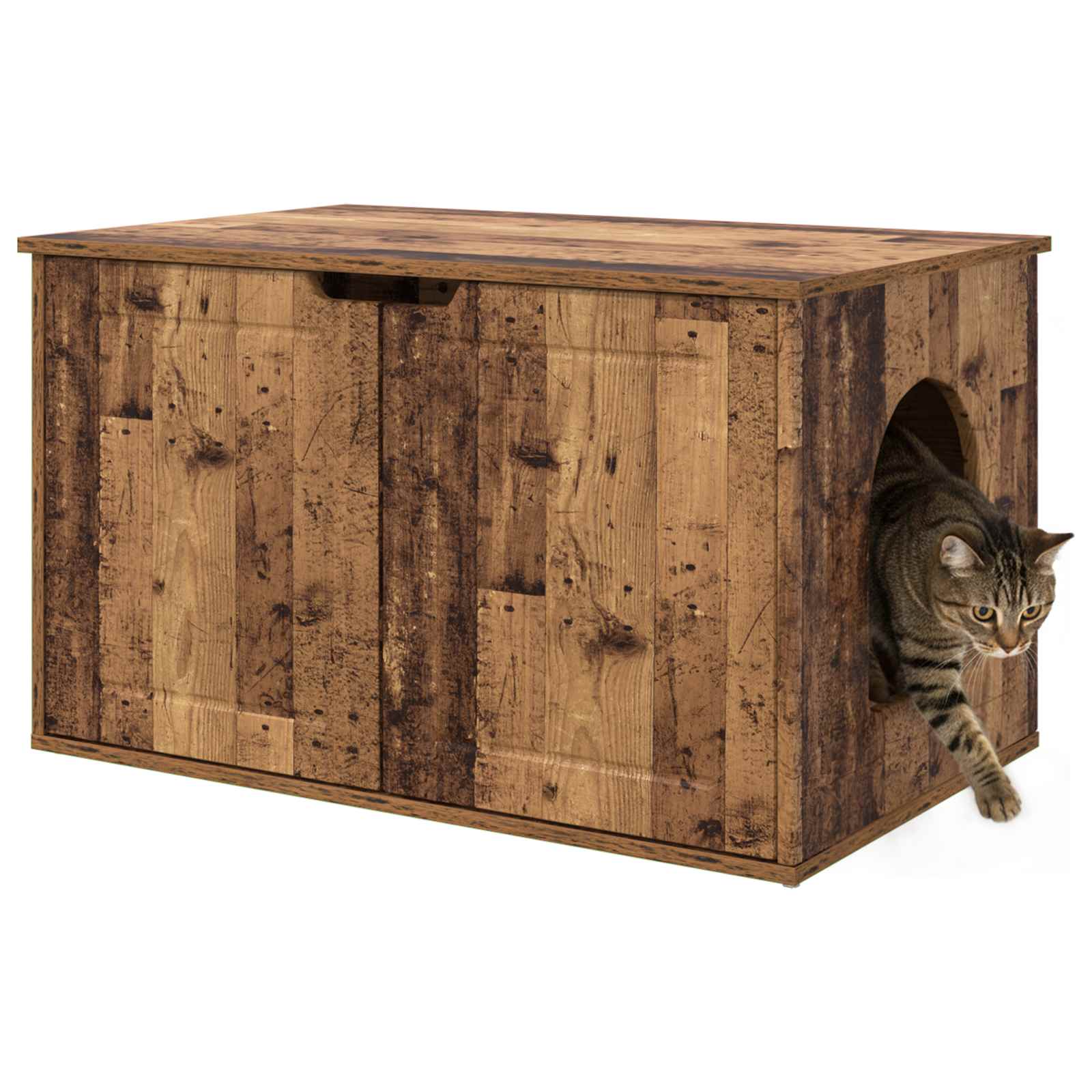 Kattenhuis Oudhout 85 X 55 X 50,5 Cm Bewerkt Hout