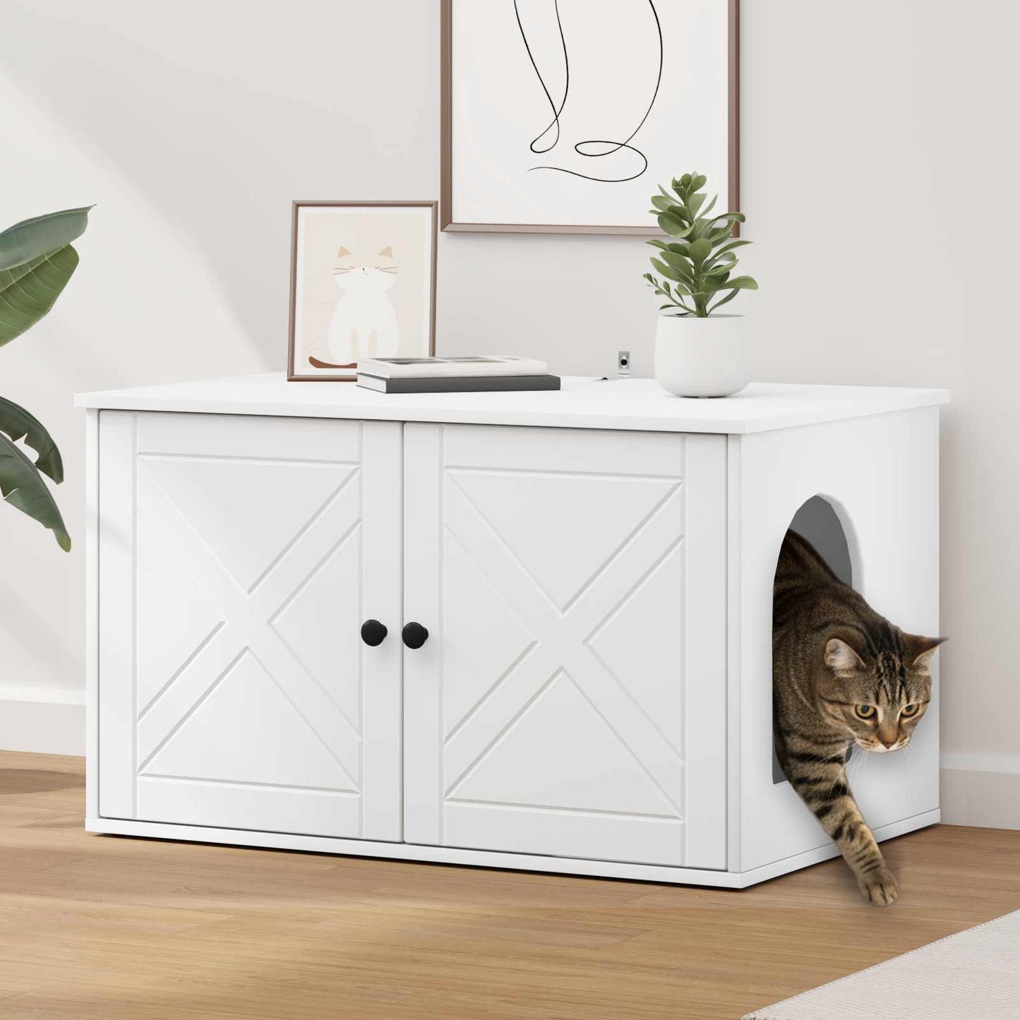 Kattenhuis 85 X 55 X 50 Cm Bewerkt Hout