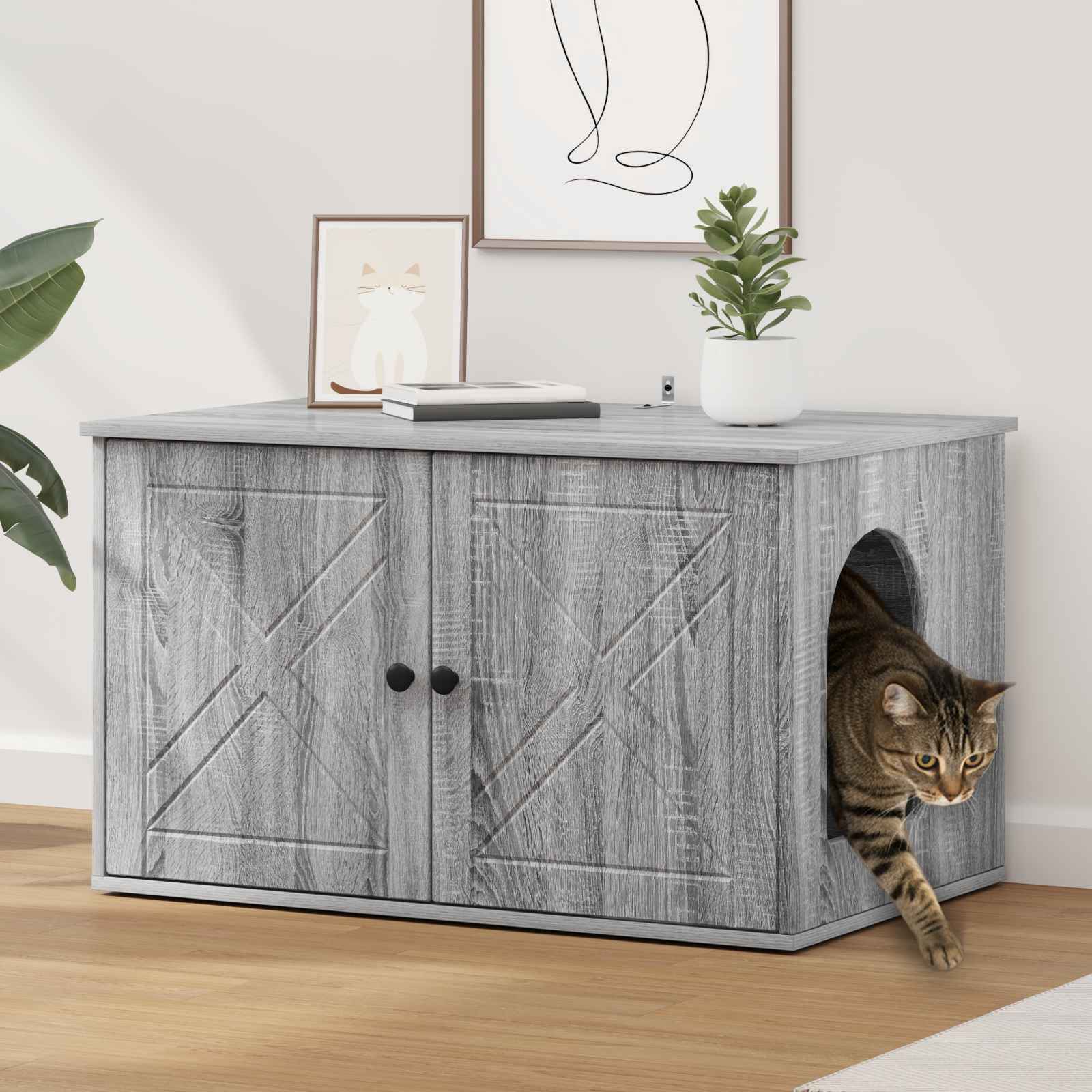 Kattenhuis 85 X 55 X 50 Cm Bewerkt Hout