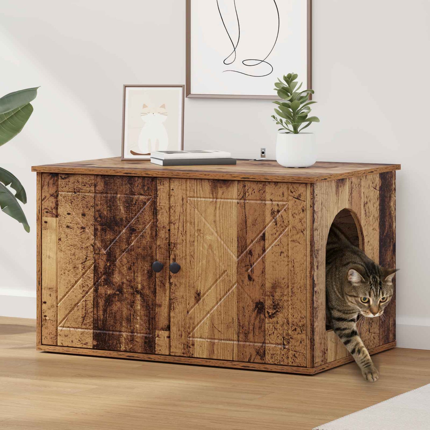 Kattenhuis 85 X 55 X 50 Cm Bewerkt Hout