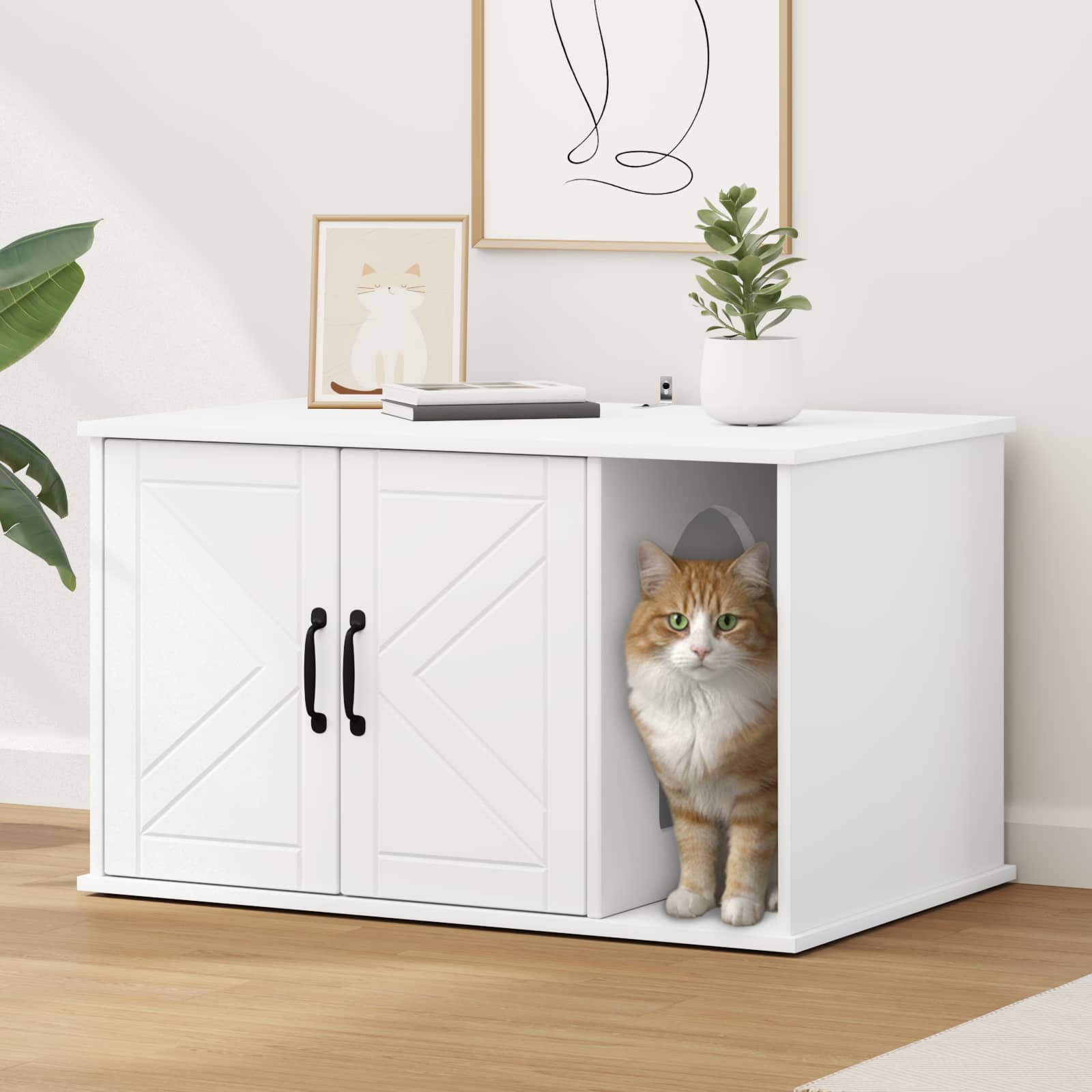 Kattenhuis Beton 85 X 55 X 50 Cm Bewerkt Hout
