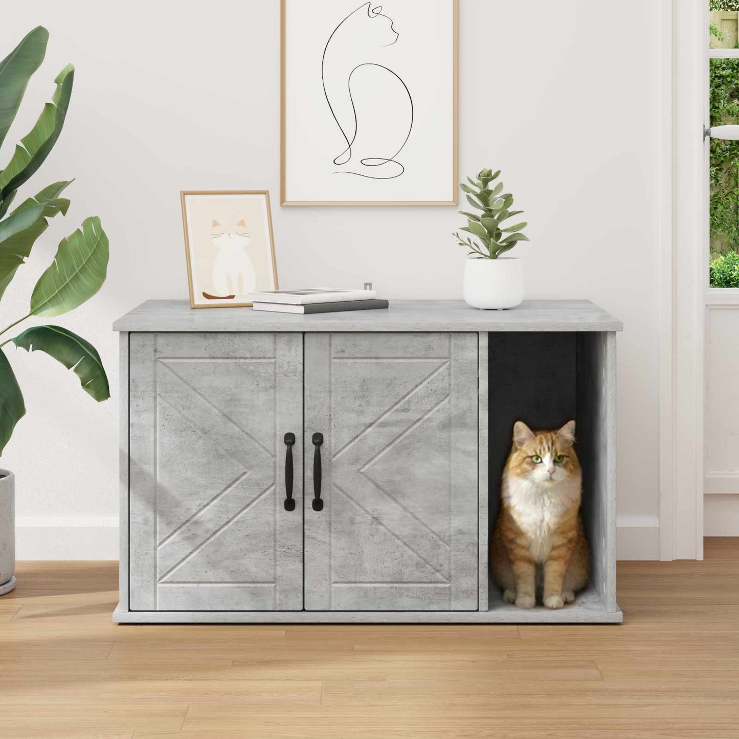 Kattenhuis Beton 85 X 55 X 50 Cm Bewerkt Hout