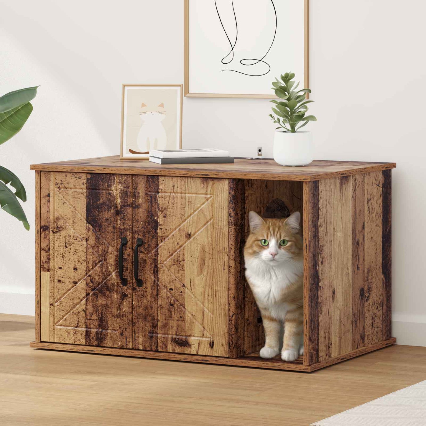 Kattenhuis Beton 85 X 55 X 50 Cm Bewerkt Hout