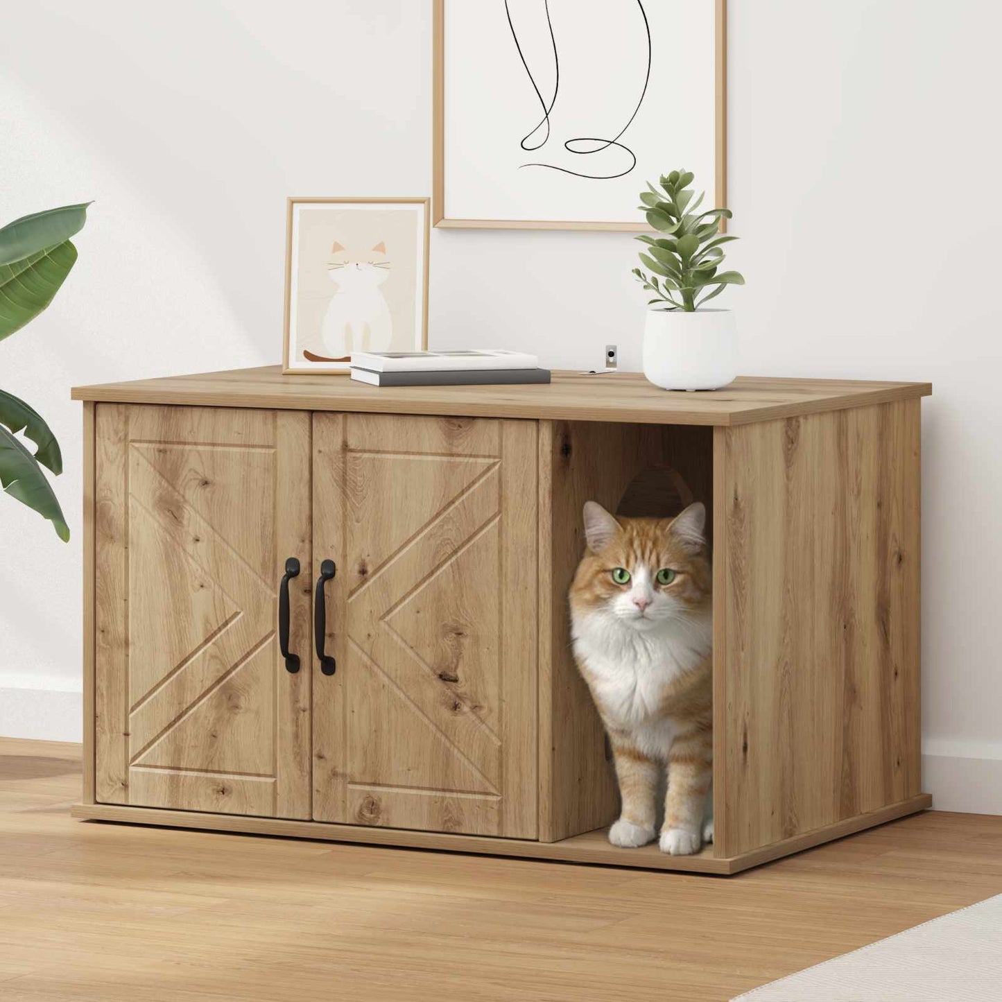 Kattenhuis Beton 85 X 55 X 50 Cm Bewerkt Hout