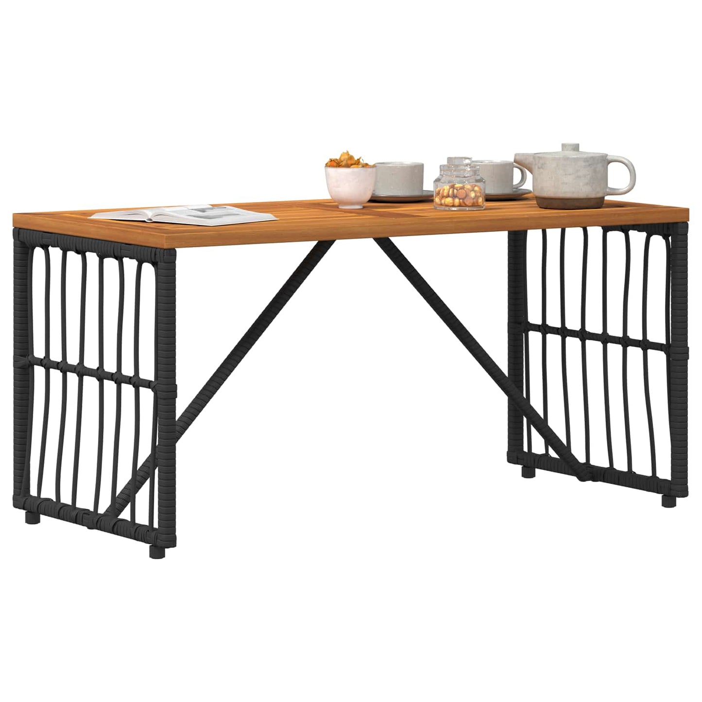Buiten Tafel 80 X 40 X 40 Cm Staal En Poly Rattan