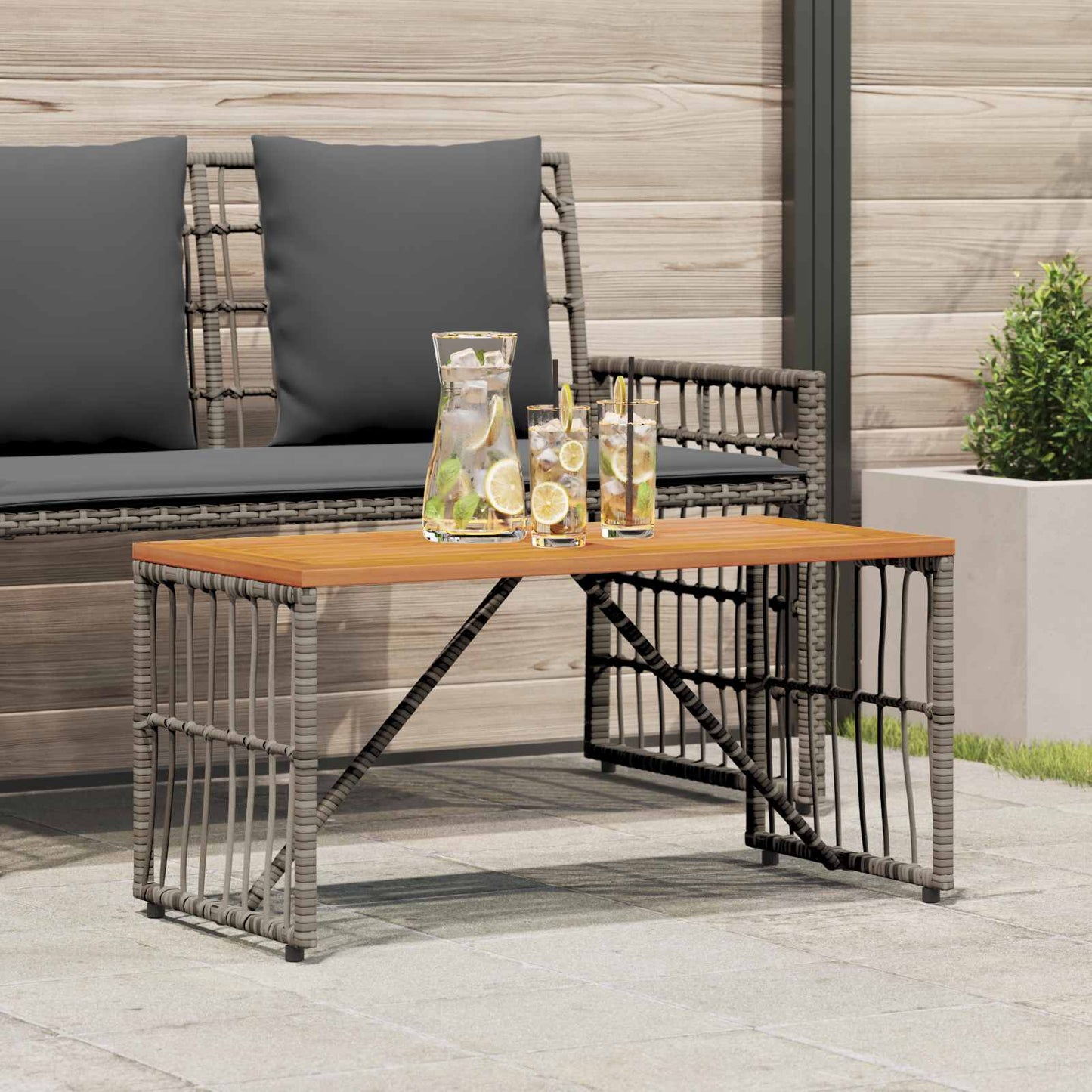 Buiten Tafel 80 X 40 X 40 Cm Staal En Poly Rattan