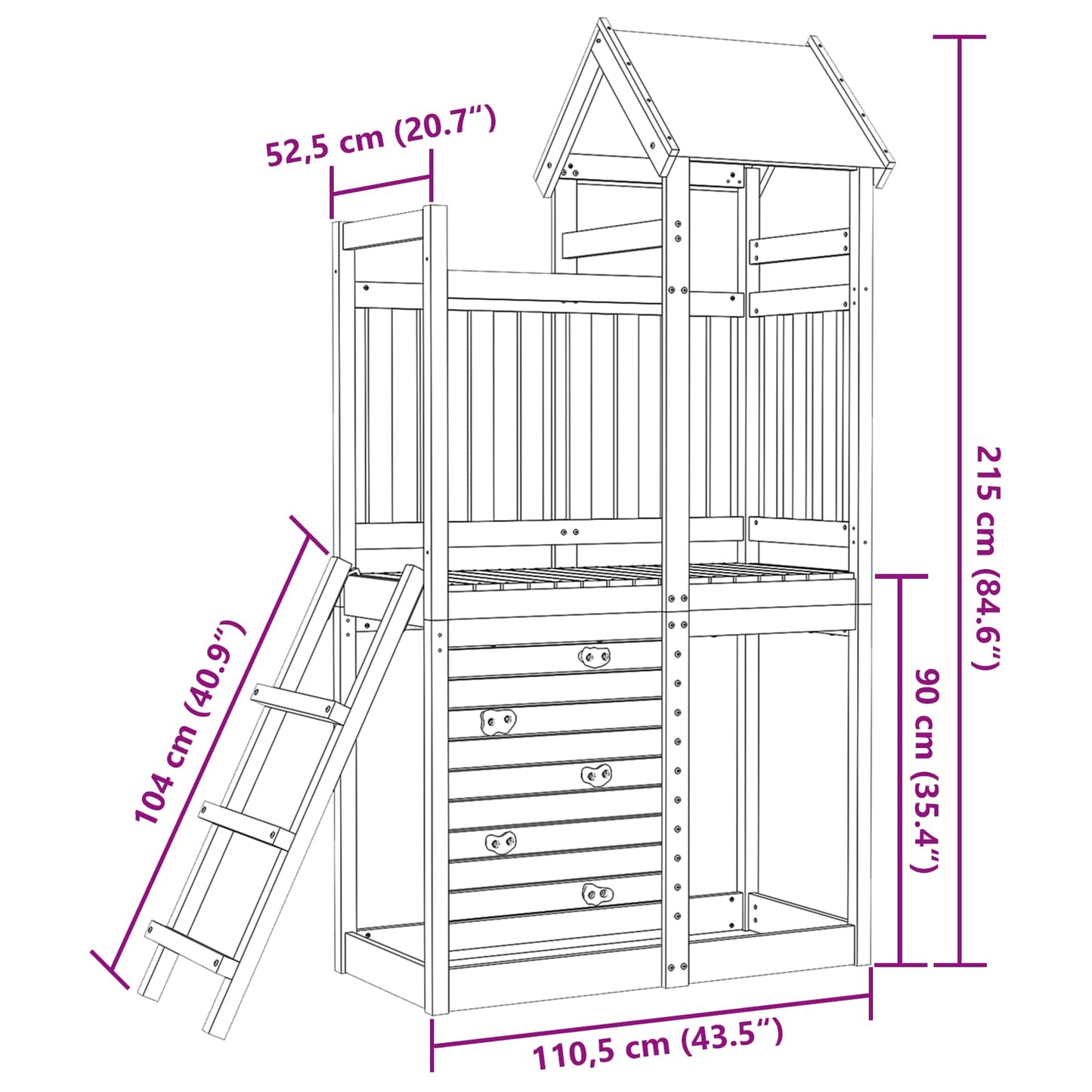 Speeltoren Bruin 110,5 X 52,5 X 215Cm