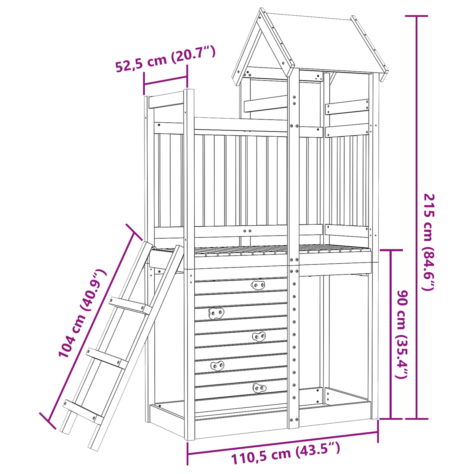 Speeltoren Bruin 110,5 X 52,5 X 215Cm