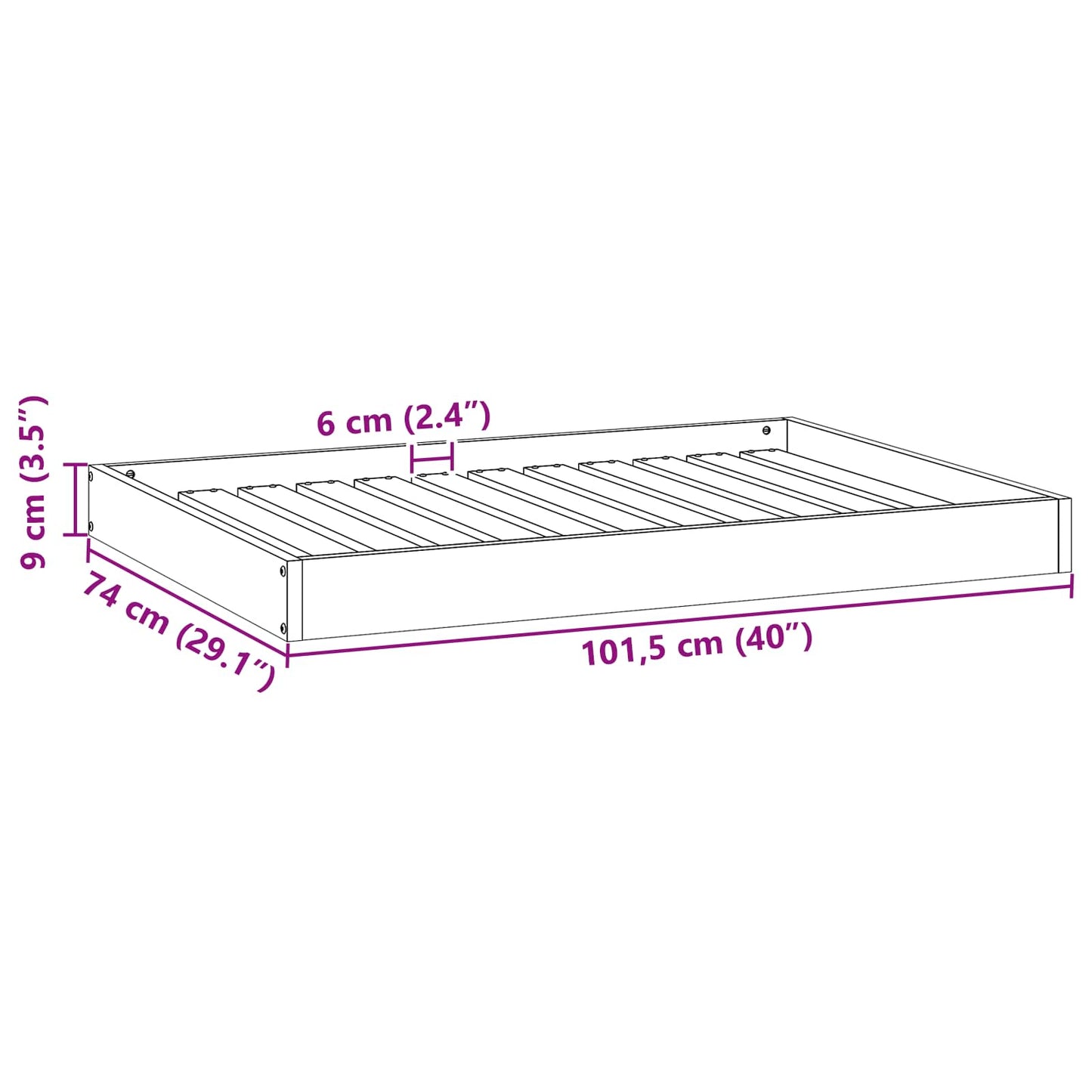 Hondenbed 101,5 X 74 X 9 Cm Massief Vurenhout